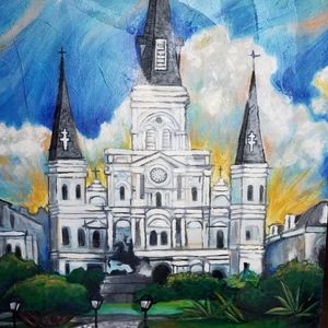 30×40 St Louis cathedral acrylic painting